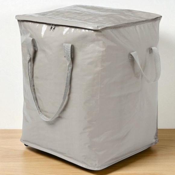 Brightroom Pewter Aqua Storage Bag Collapsible Wheels Rolling Tote NWT - Picture 6 of 6